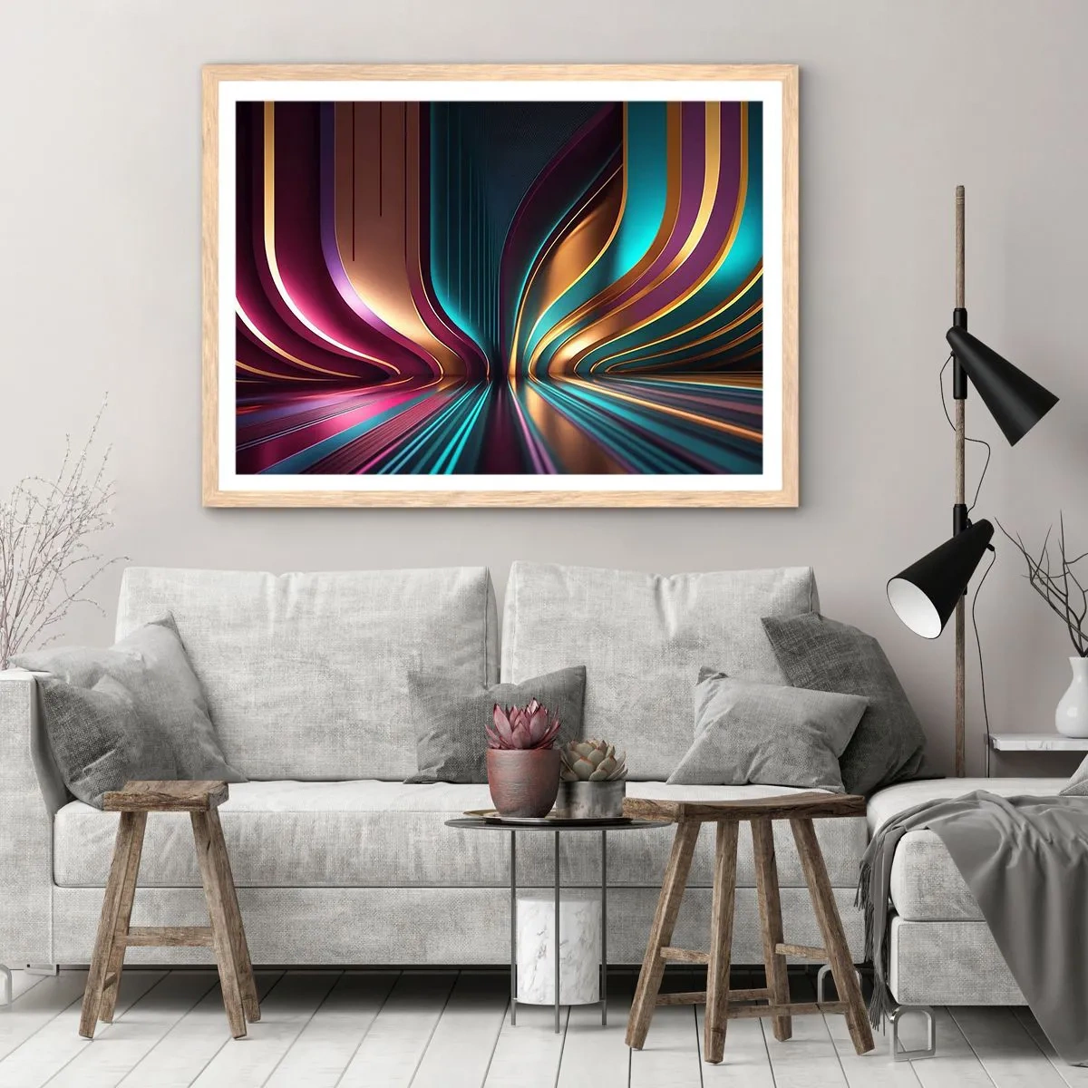 Affiche dans un chêne clair - Poster - Architektura światła - 100x70 cm