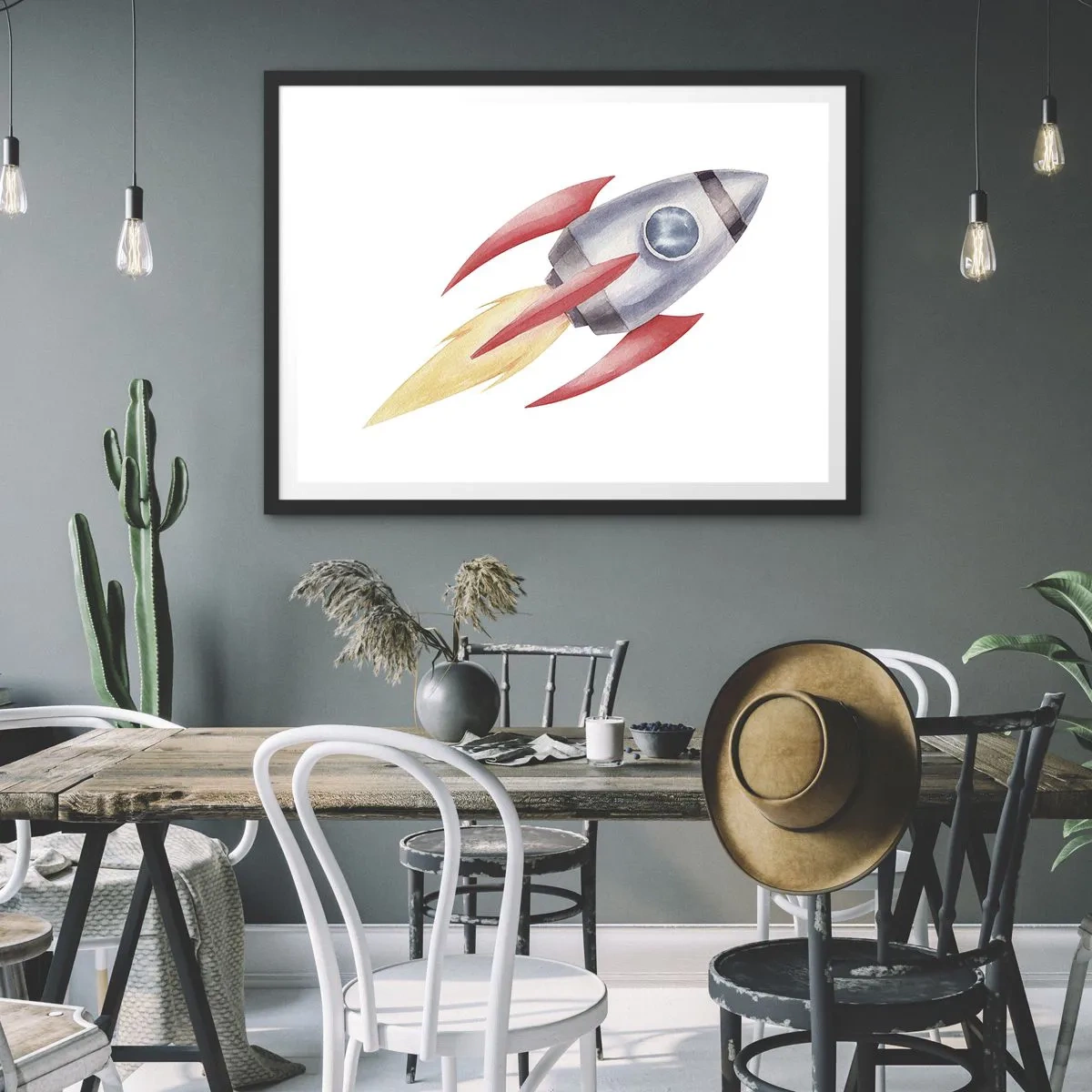 Affiche dans un cadre noir - Poster - Plus haut, plus vite, plus loin - 40x30 cm