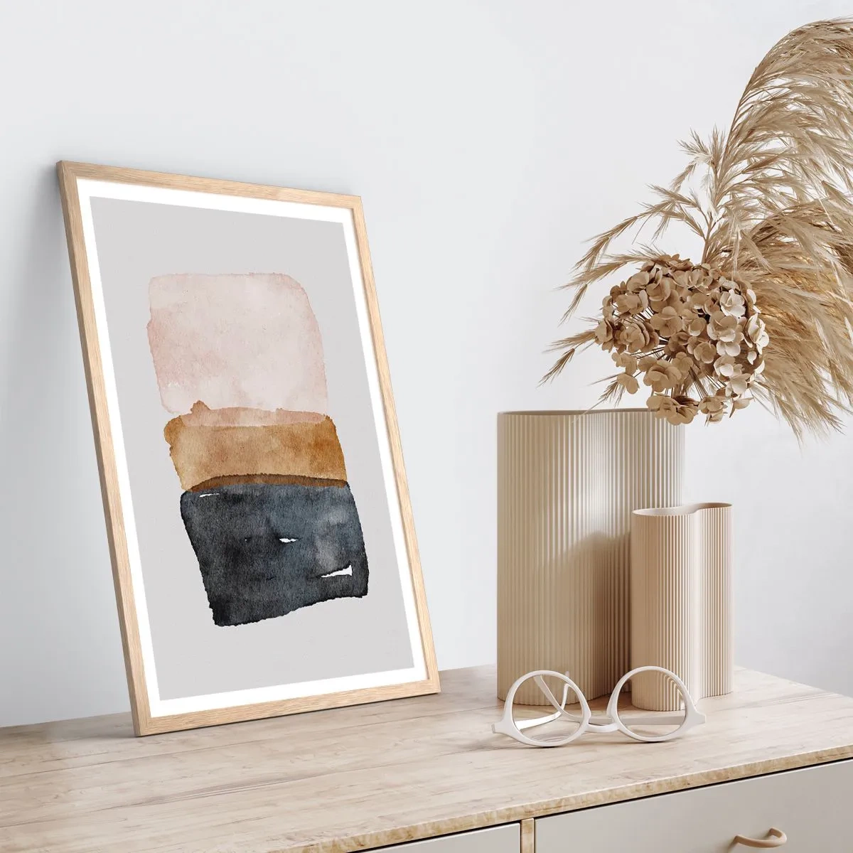 Affiche dans un chêne clair - Poster - Composition de couleurs de la terre - 70x100 cm