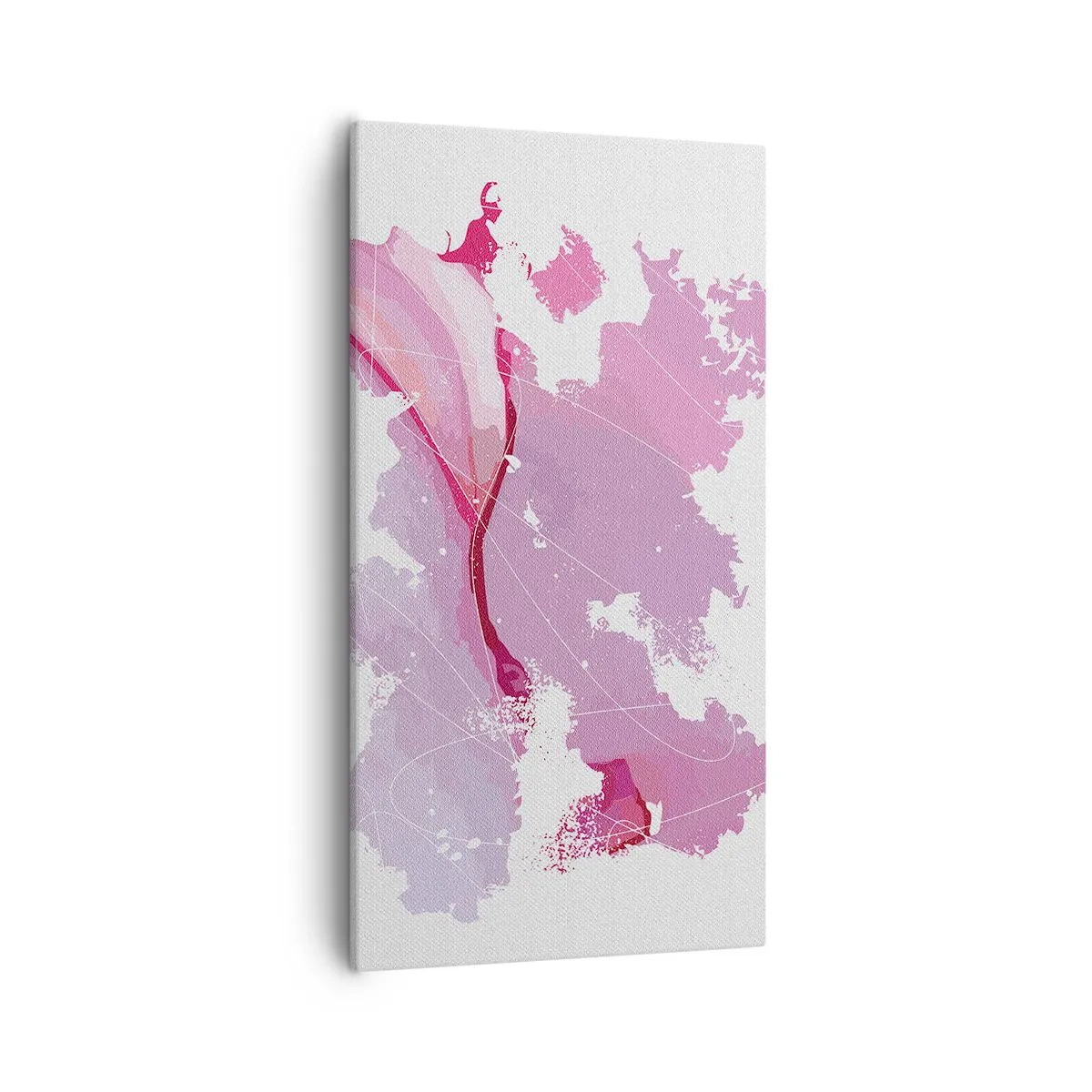 Impression sur toile - Image sur toile - Carte du monde rose - 55x100 cm