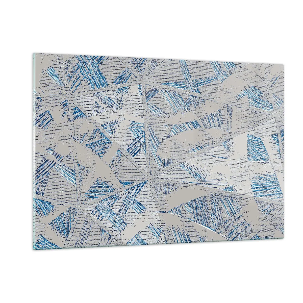 Impression sur verre - Image sur verre - Motifs géométriques dans les tons de gris et de bleu - 120x80cm - Dans un labyrinthe bleu-gris - Décoration murale moderne pour le salon et la chambre ARTTOR