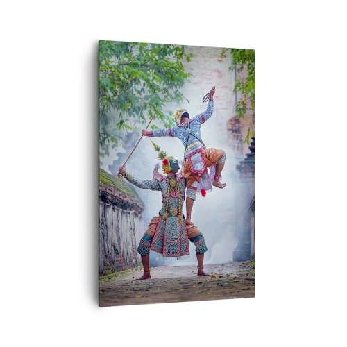Impression sur toile - Image sur toile - Danse traditionnelle dans un cadre historique avec un mur et des arbres - 80x120cm - La danse est d'une beauté dévastatrice - Décoration murale moderne pour le salon et la chambre ARTTOR