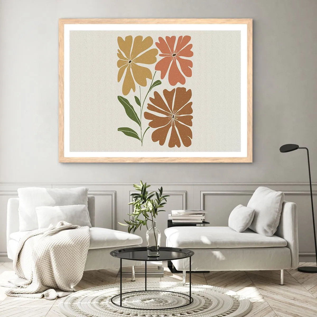 Affiche dans un chêne clair - Poster - Nature et géométrie - 100x70 cm