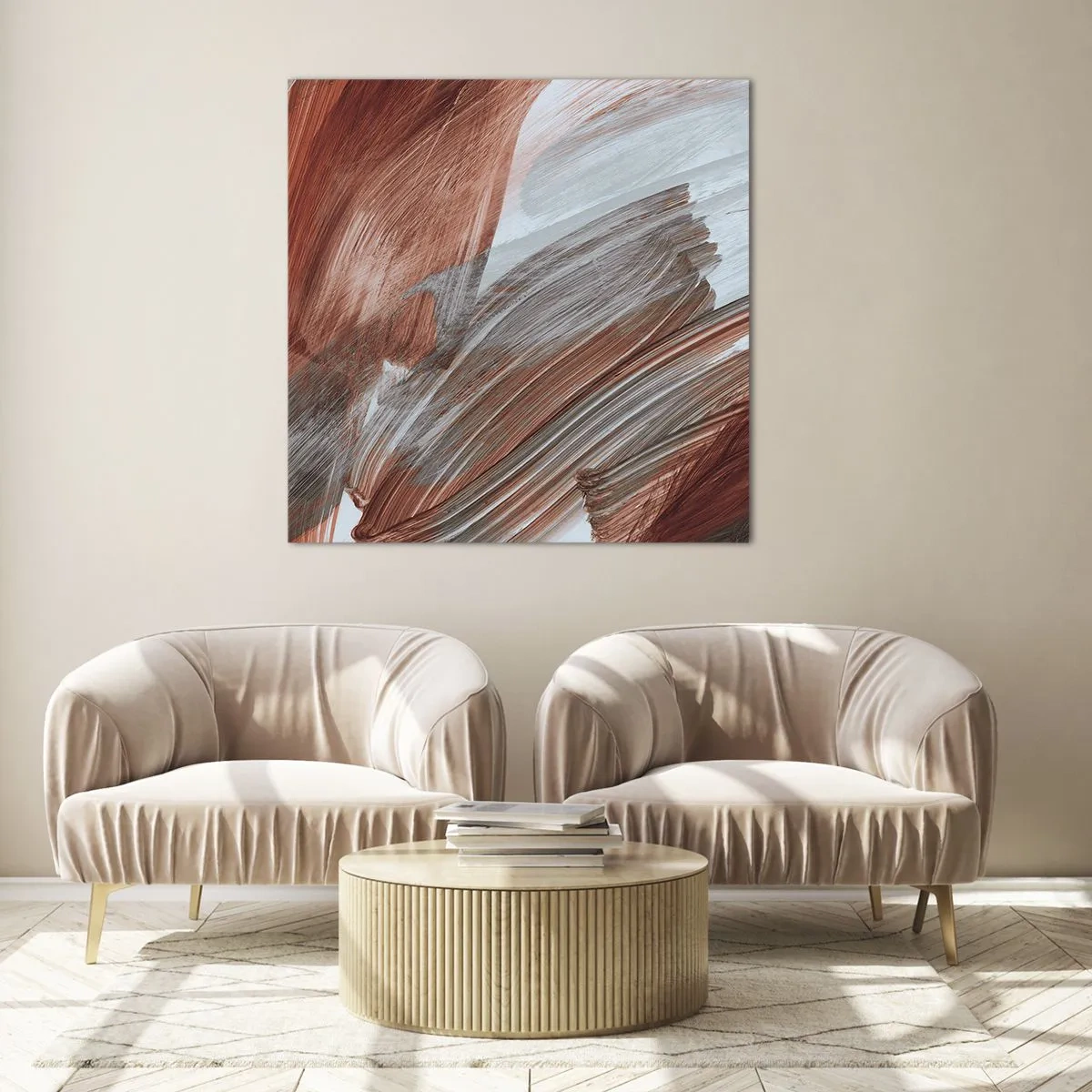 Impression sur verre - Image sur verre - Abstraction venteuse et automnale - 40x40 cm