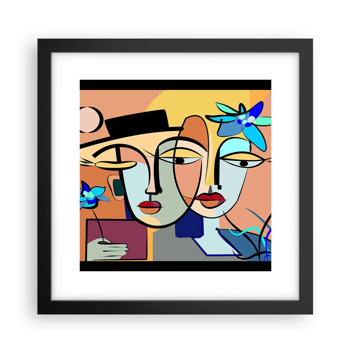 Affiche dans un cadre noir - Poster - Le Rendez-vous de Picasso - 30x30 cm
