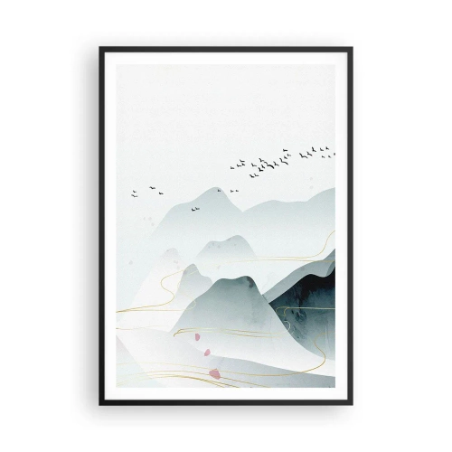 Affiche dans un cadre noir - Poster - Au-delà des sommets - 70x100 cm