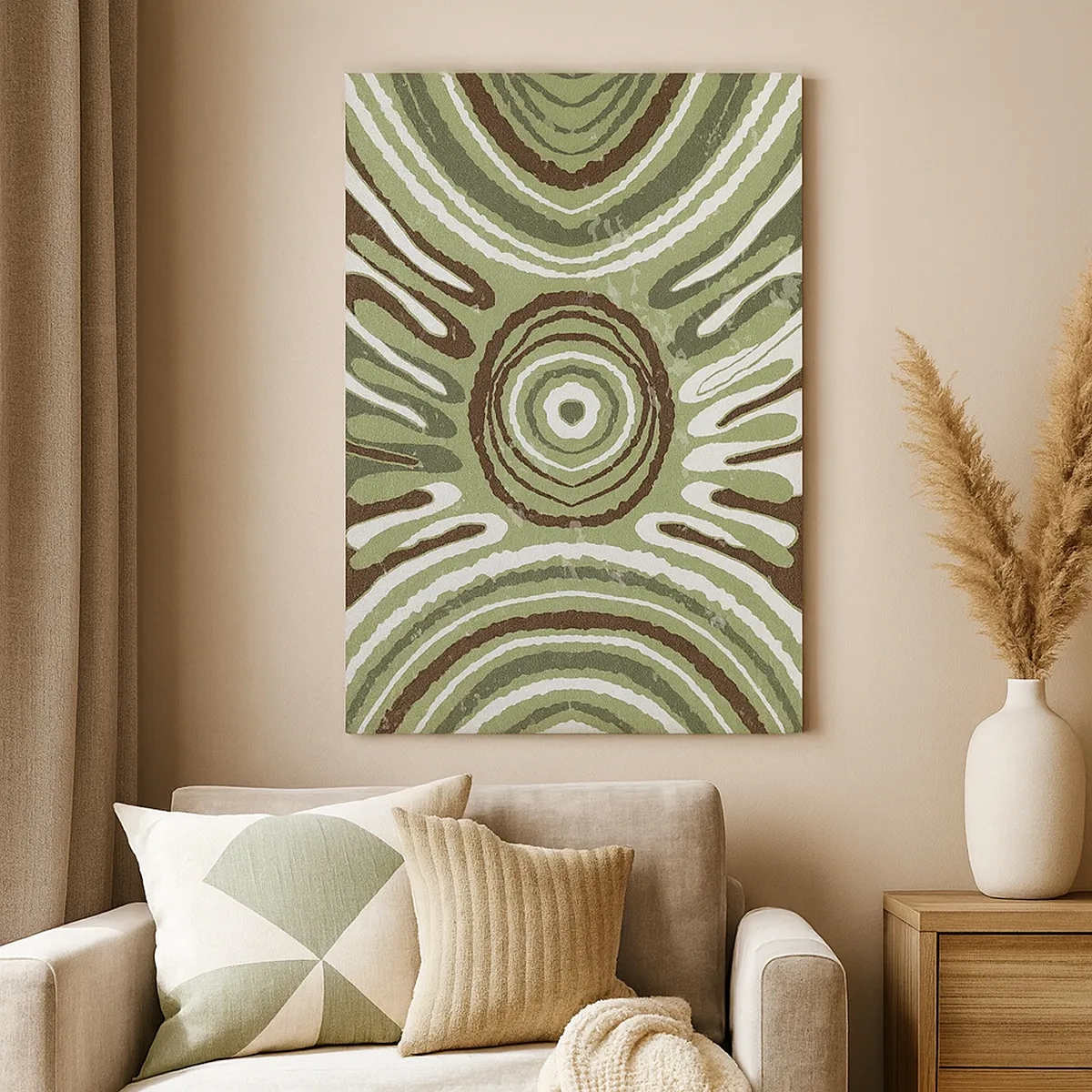 Impression sur toile - Image sur toile - Motifs abstraits dans les tons de vert et de marron - 50x70cm - Une explosion d'émotions - Décoration murale moderne pour le salon et la chambre ARTTOR