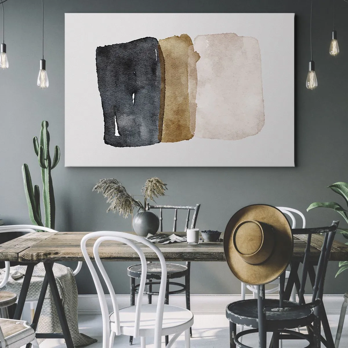 Impression sur toile - Image sur toile - Une composition minimaliste de trois rectangles aux tons terreux. - 100x70cm - Composition de couleurs de la terre - Décoration murale moderne pour le salon et la chambre ARTTOR