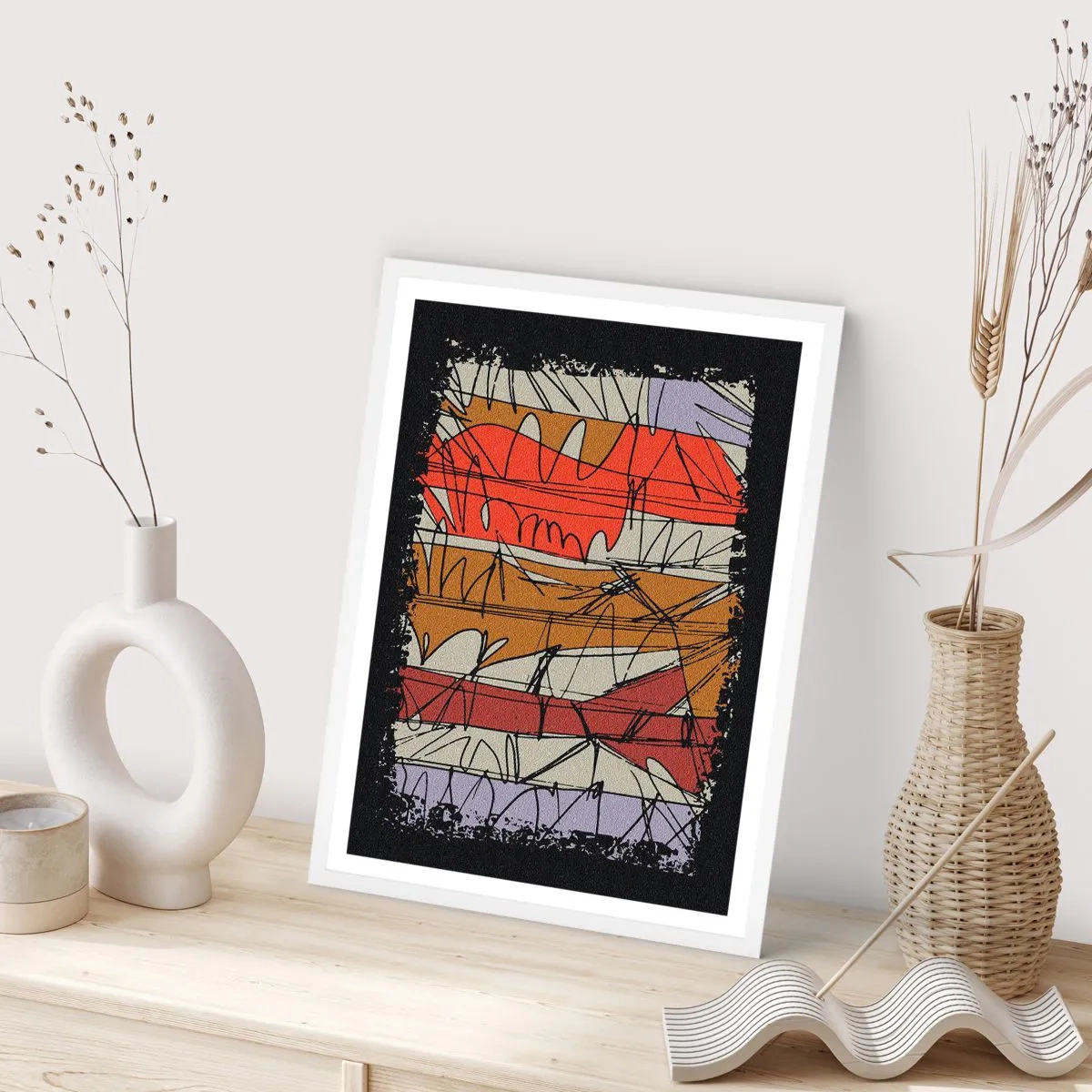 Affiche dans un cadre blanc - Poster - Composition spontanée - 70x100 cm