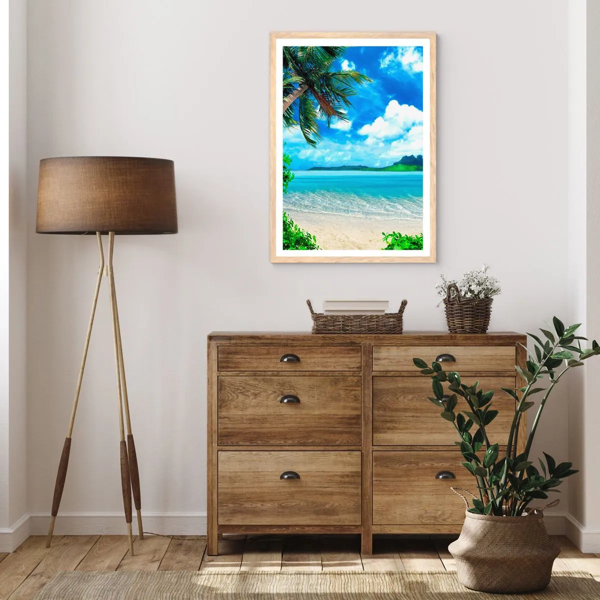 Affiche dans un chêne clair - Poster - L'azur des tropiques - 70x100 cm