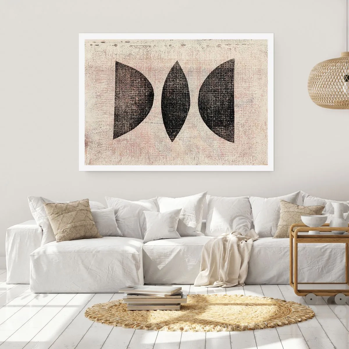 Affiche - Poster - Formes ethniques aux tons sombres sur fond clair - 100x70cm - Abstraction ethnique - Décoration murale moderne pour le salon et la chambre ARTTOR