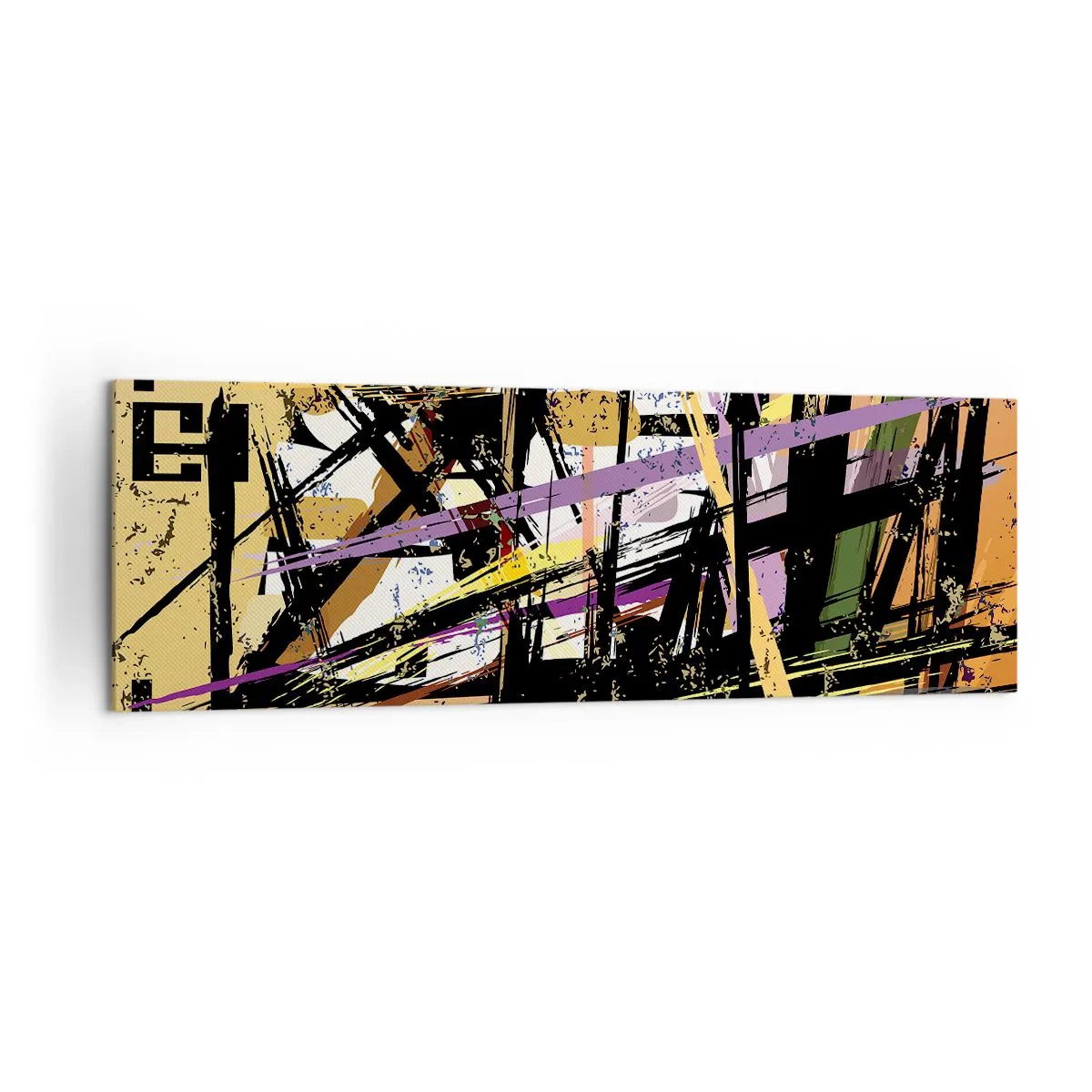 Impression sur toile - Image sur toile - Lignes et formes abstraites sur fond beige - 160x50cm - Une coupe nette - Décoration murale moderne pour le salon et la chambre ARTTOR