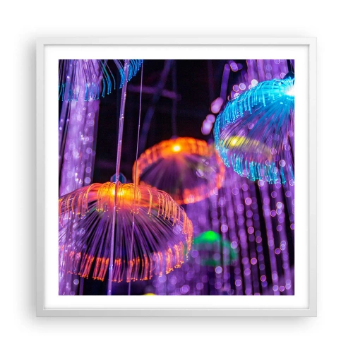 Affiche dans un cadre blanc - Poster - Fontaine lumineuse - 60x60 cm
