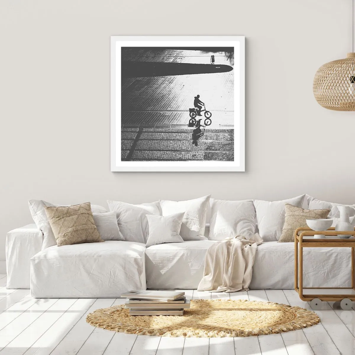 Affiche dans un cadre blanc - Poster - Devant moi, à travers la ville - 50x50 cm