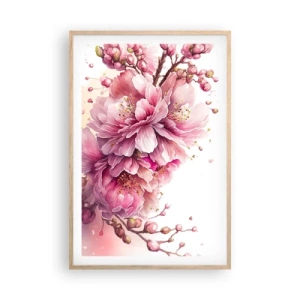 Affiche dans un chêne clair - Poster - Fleur florissante de cerisier - 61x91 cm