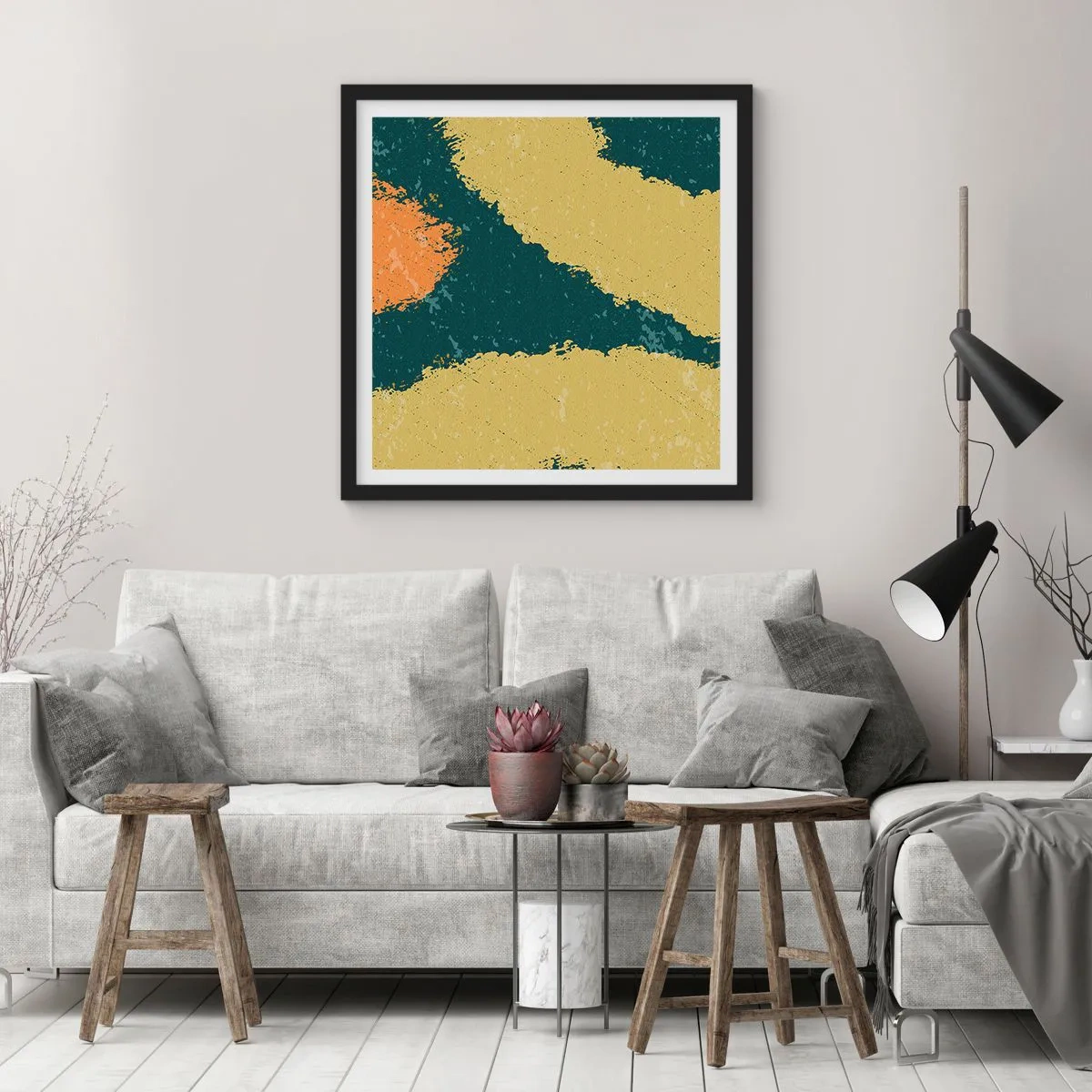 Affiche dans un cadre noir - Poster - Abstraction – mouvement lent - 30x30 cm