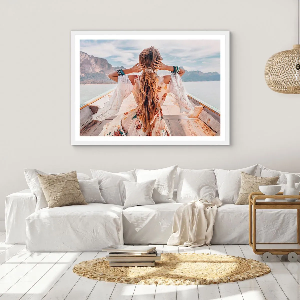 Affiche dans un cadre blanc - Poster - En route vers le bonheur - 50x40 cm