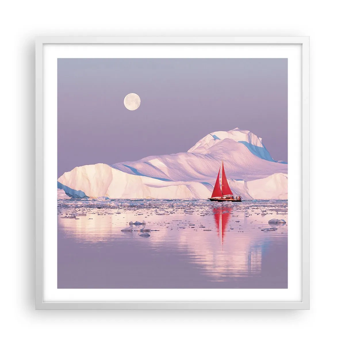 Affiche dans un cadre blanc - Poster - La chaleur de la voile, le froid de la glace - 60x60 cm