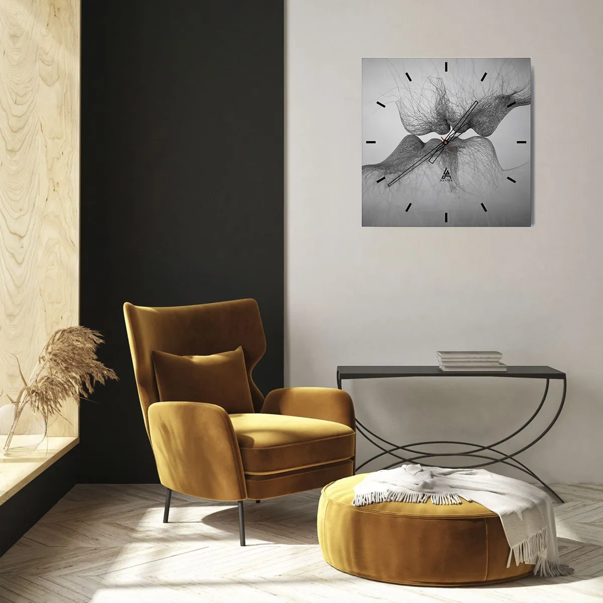 Horloge murale - Pendule murale - Un baiser abstrait présenté sous une forme éthérée - 30x30cm - La bise du vent - Décoration murale moderne pour le salon et la chambre ARTTOR
