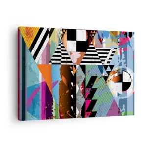 Impression sur toile - Image sur toile - Composition géométrique abstraite aux couleurs vives - 70x50cm - Géométrique et organique - Décoration murale moderne pour le salon et la chambre ARTTOR