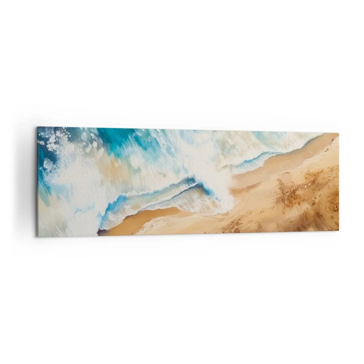 Impression sur toile - Image sur toile - Une vague de mer s'écrasant contre le rivage sablonneux - 160x50cm - La vague qui revient - Décoration murale moderne pour le salon et la chambre ARTTOR