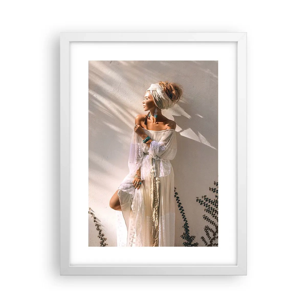 Affiche dans un cadre blanc - Poster - Le soleil et la fille - 30x40 cm
