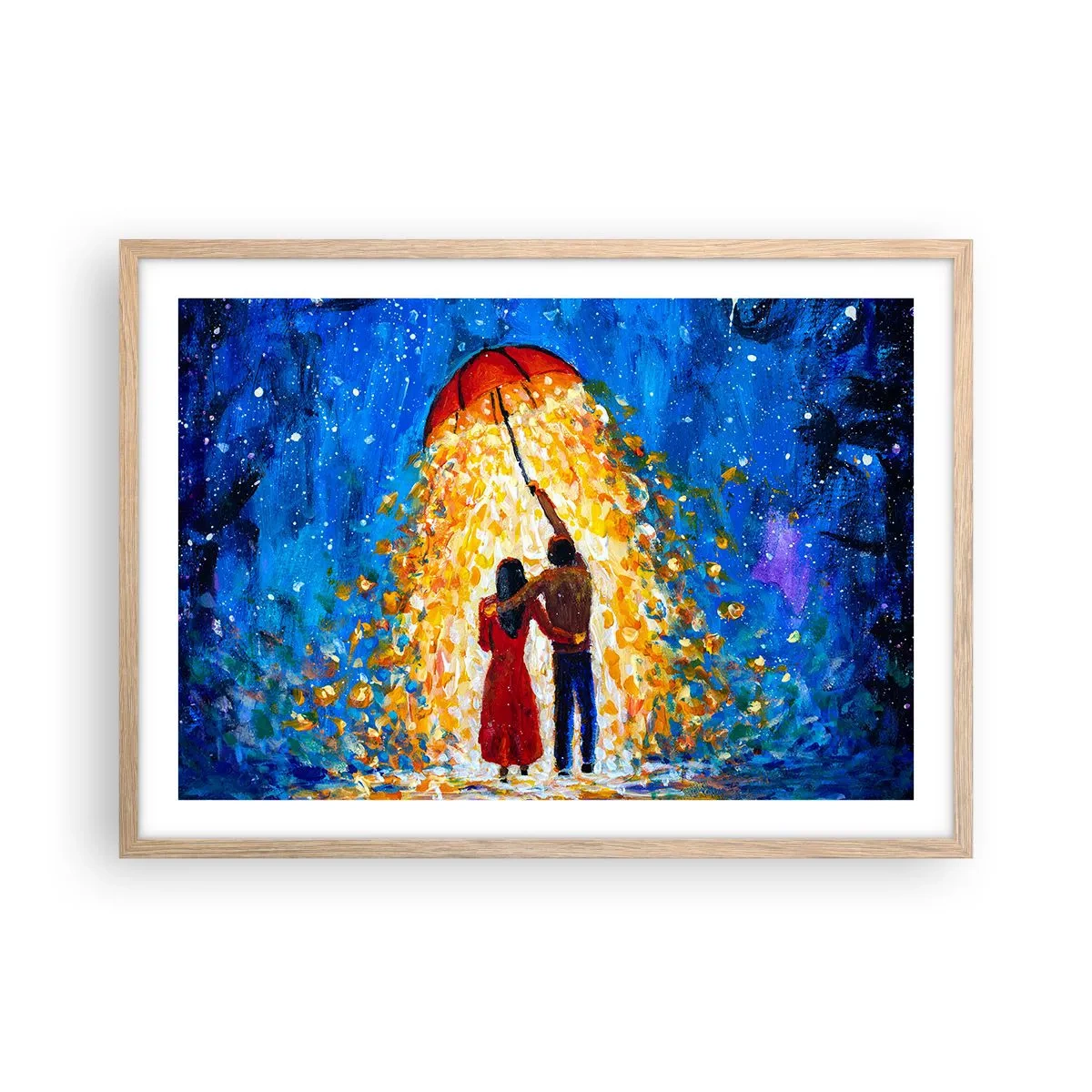 Affiche dans un chêne clair - Poster - La magie d'une soirée pluvieuse ? - 70x50 cm