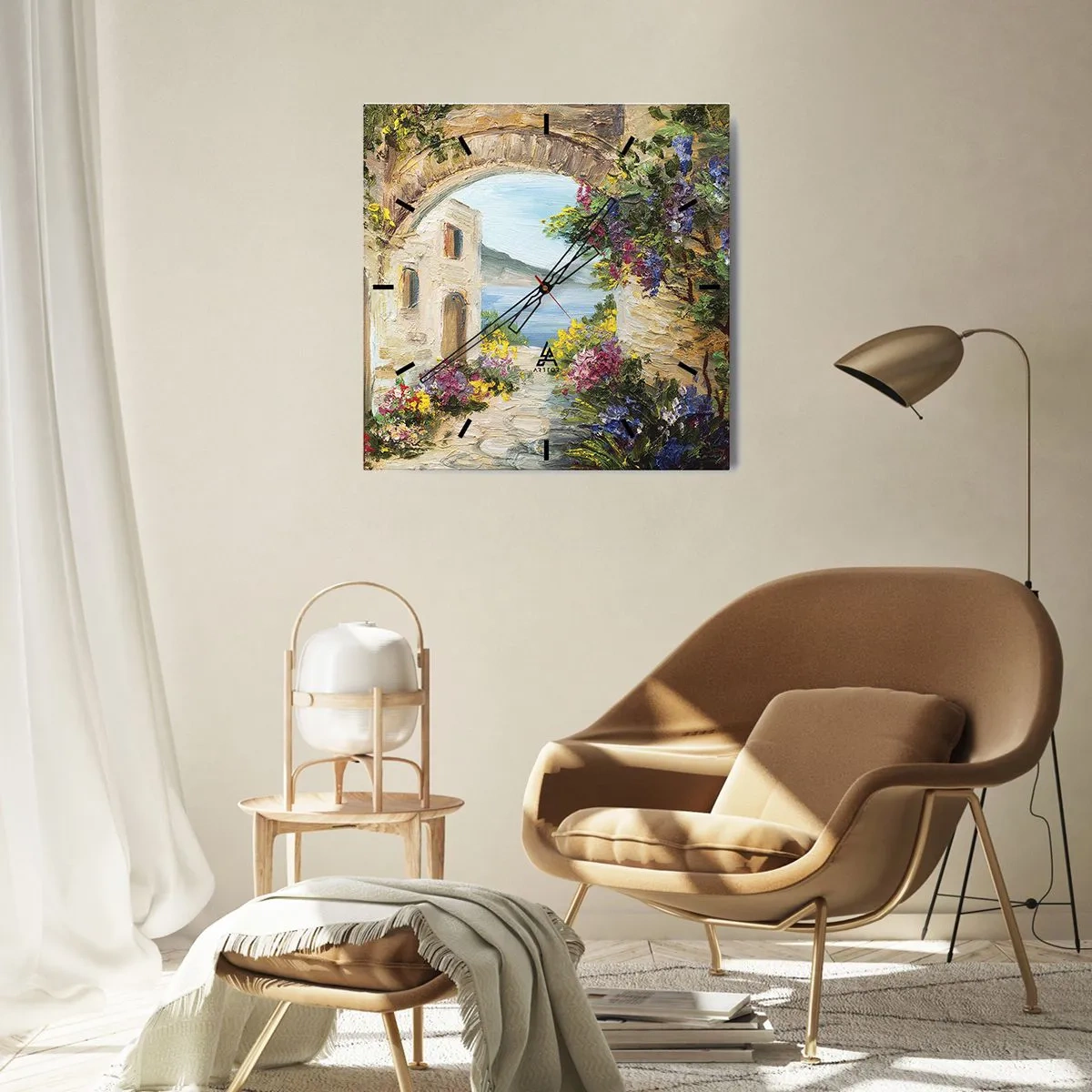 Horloge murale - Pendule murale - Le charme d'une province côtière - 40x40 cm