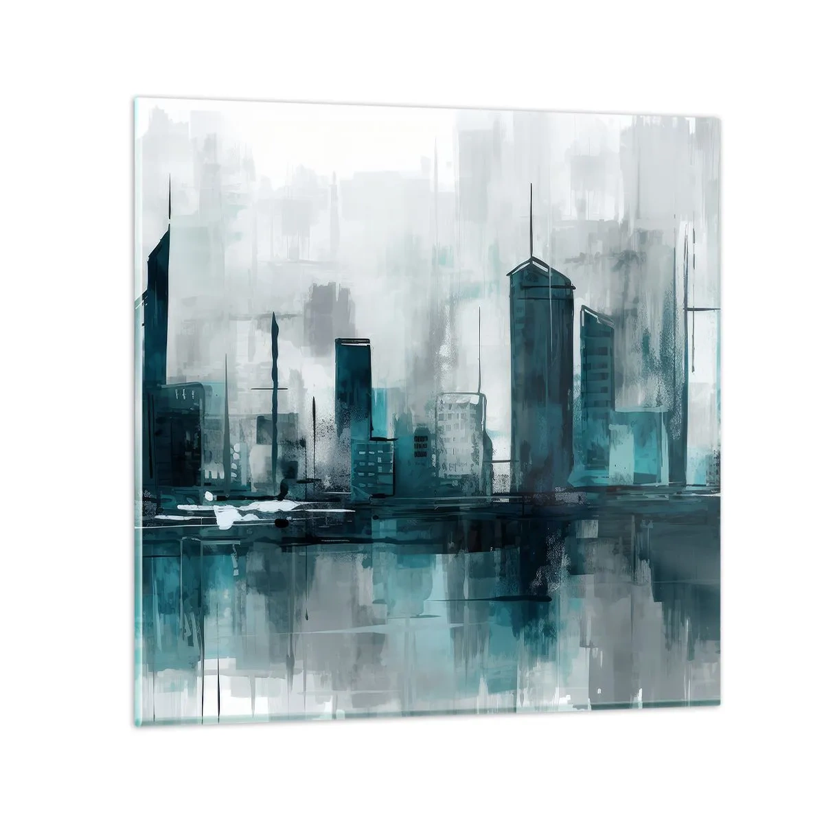 Impression sur verre - Image sur verre - Une ville couleur de pluie - 60x60 cm