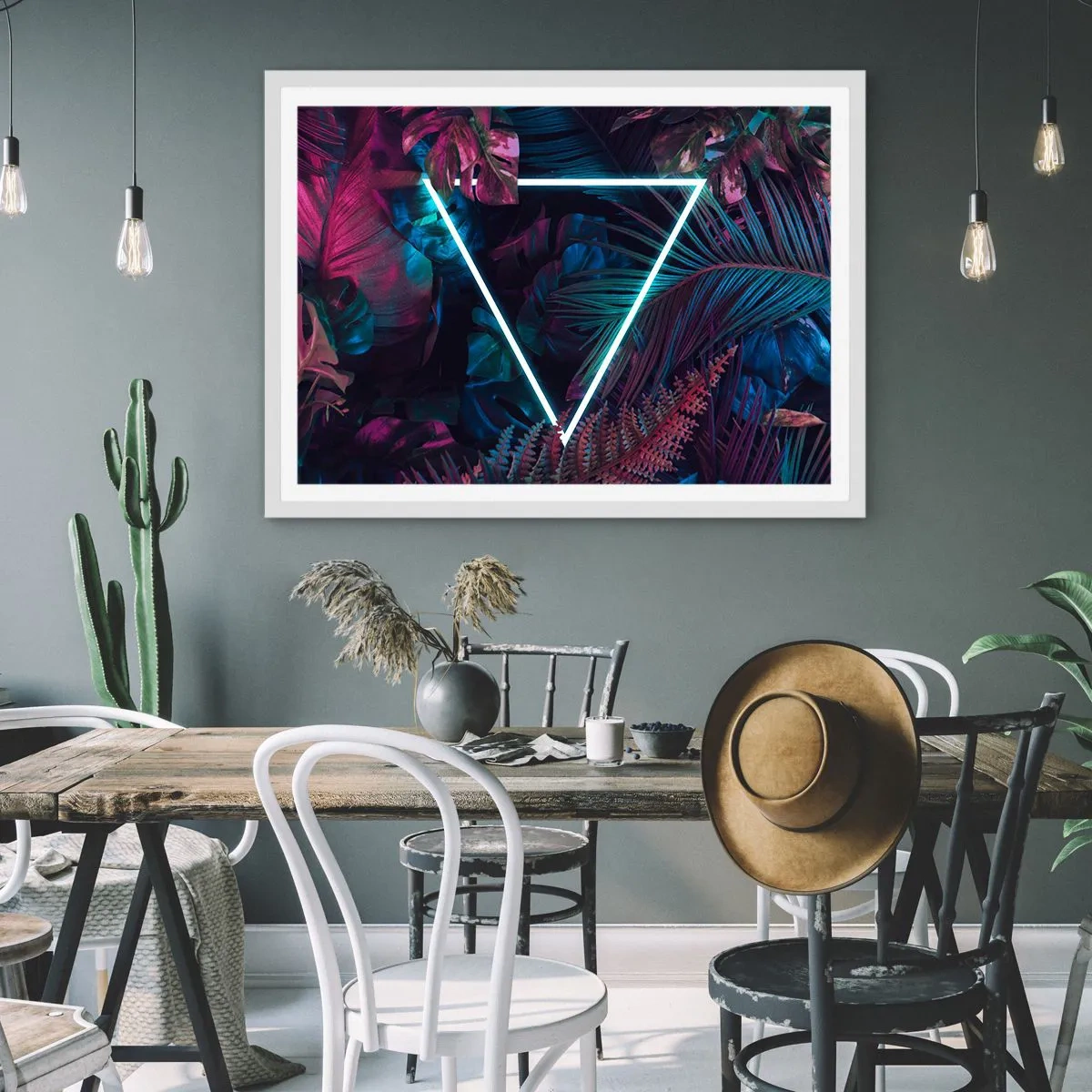 Affiche dans un cadre blanc - Poster - Jardin de style disco - 100x70 cm