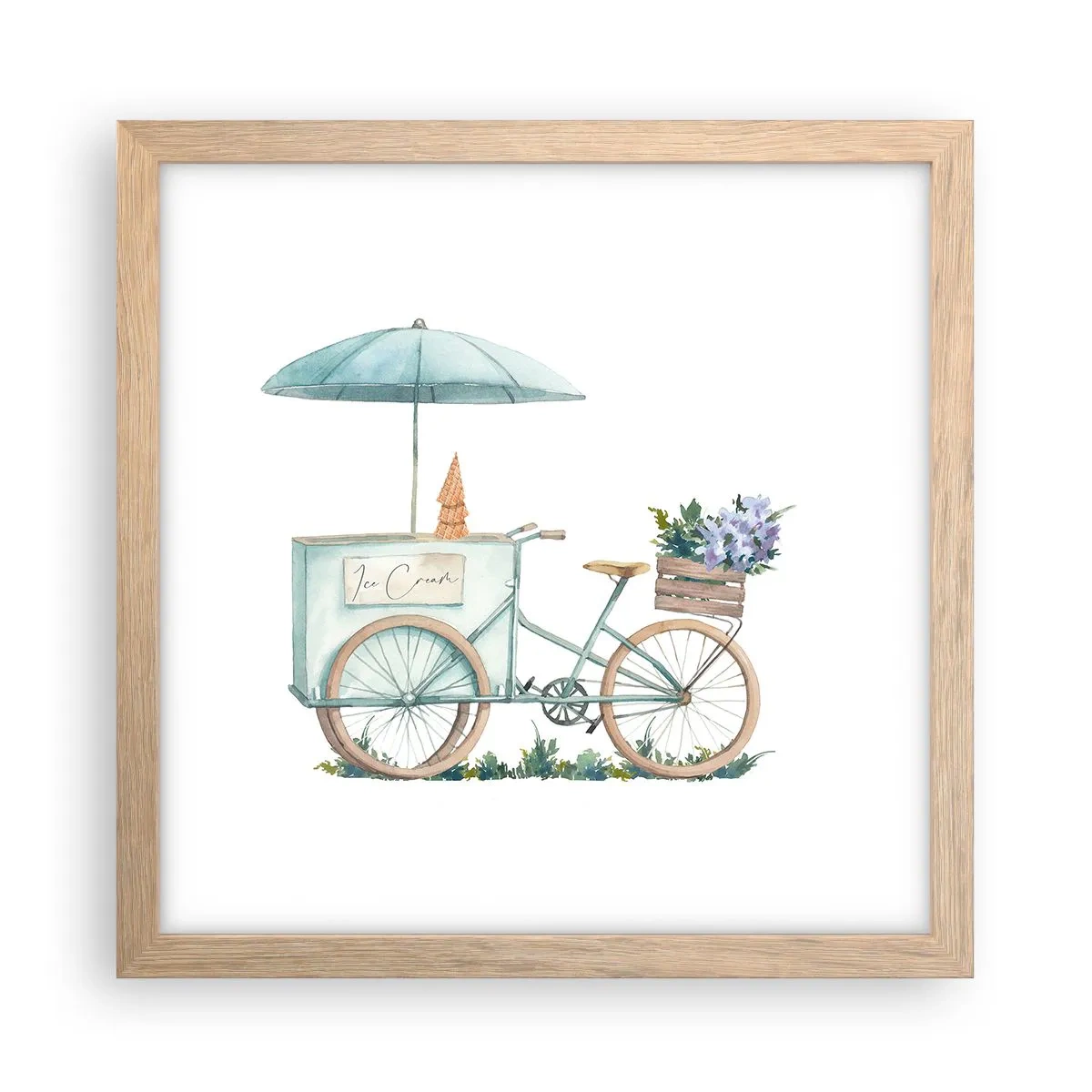 Affiche dans un chêne clair - Poster - Doux souvenir d'été - 30x30 cm
