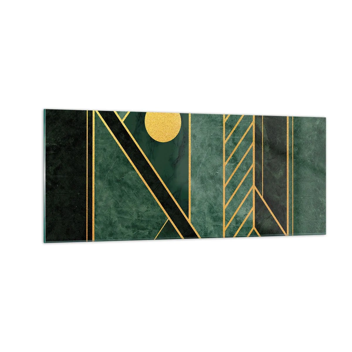 Impression sur verre - Image sur verre - Dynamique or et azur - 100x40 cm