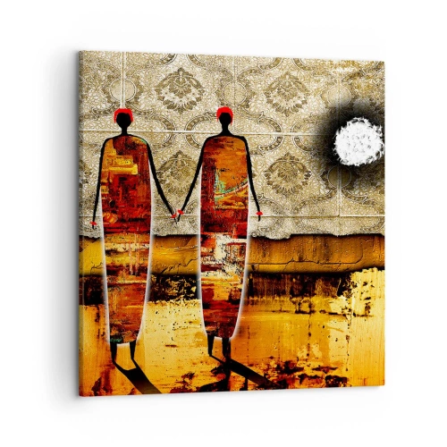Impression sur toile - Image sur toile - Composition ethnique aux couleurs de l'Afrique - 50x50 cm