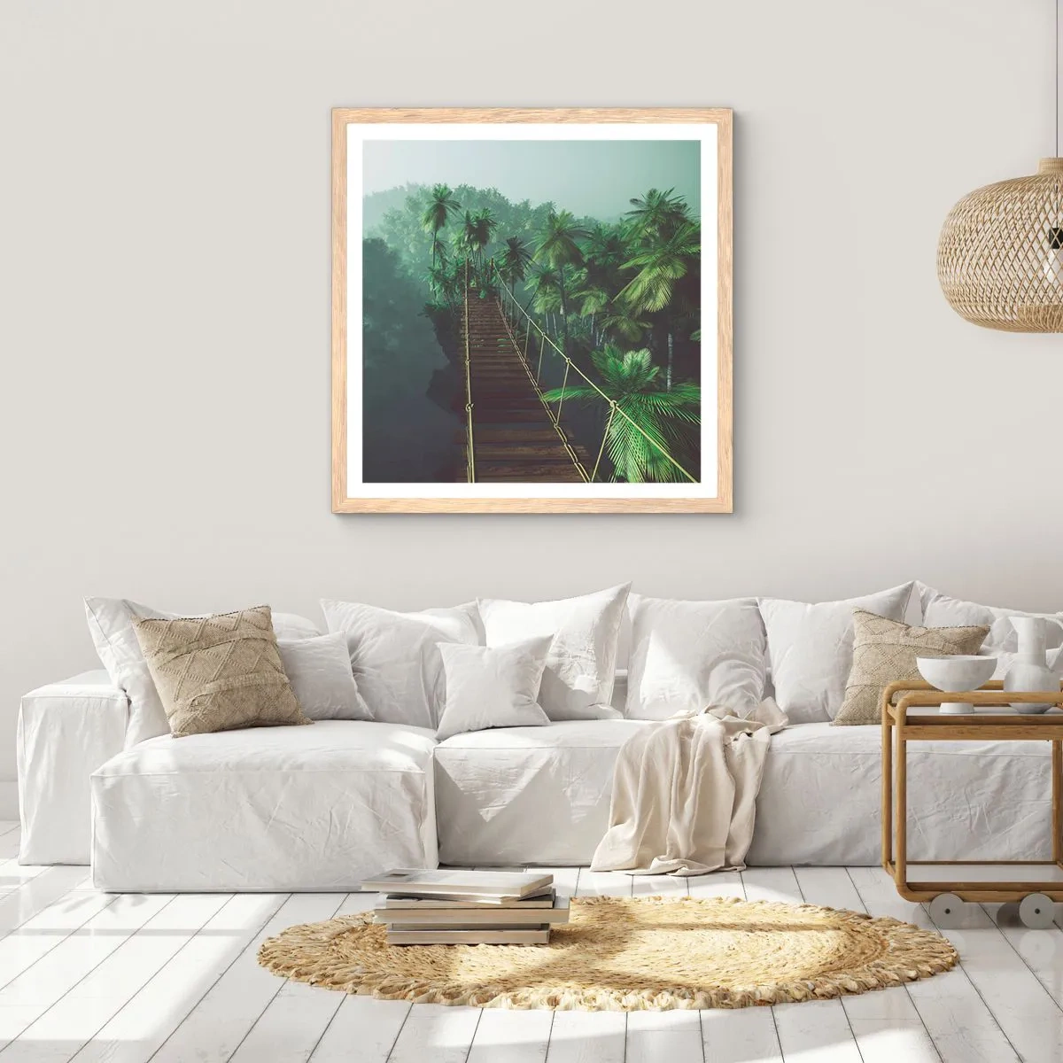 Affiche dans un chêne clair - Poster - Au fil de la verdure - 30x30 cm