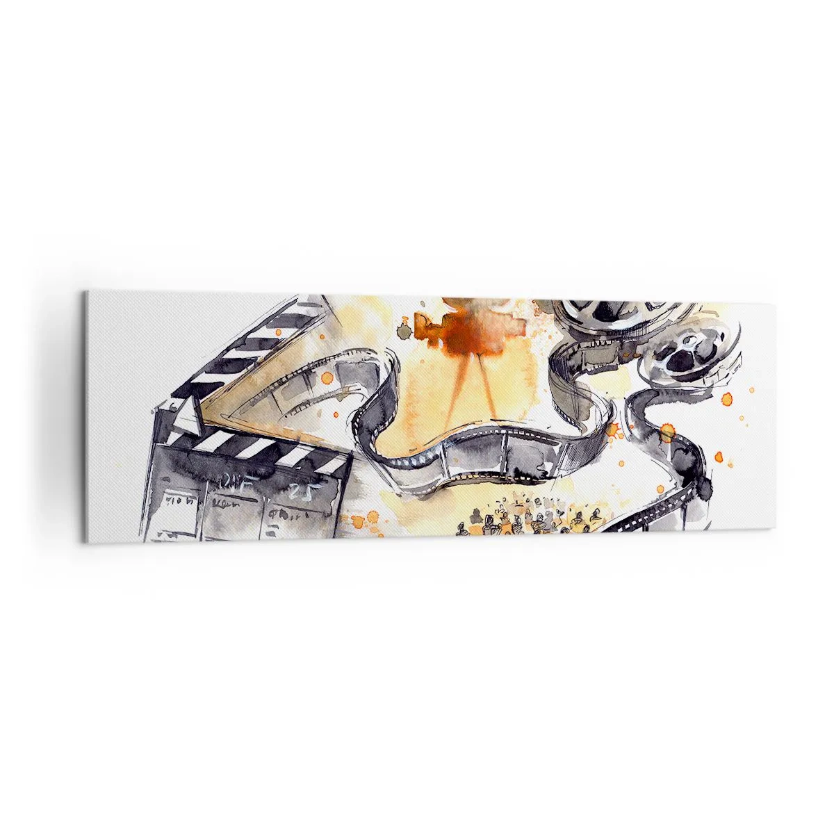 Impression sur toile - Image sur toile - Le symbolisme du cinéma avec une pellicule dans une aquarelle artistique - 160x50cm - Au pays des rêves - Décoration murale moderne pour le salon et la chambre ARTTOR
