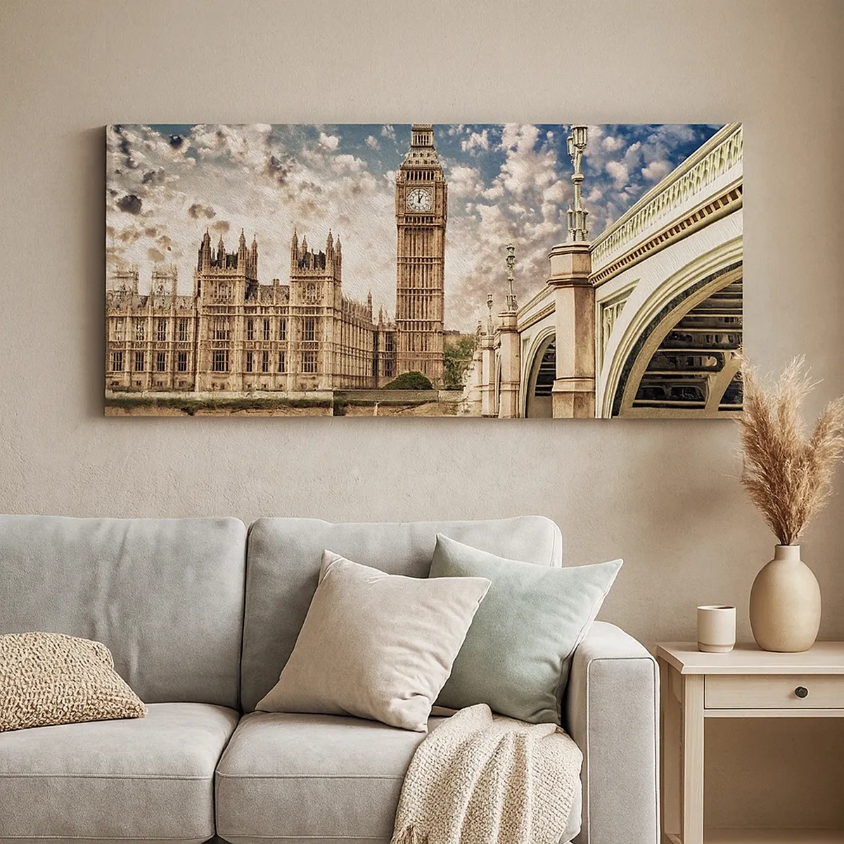 Impression sur toile - Image sur toile - Nuages ​​de plumes au-dessus de la Tamise - 30x30 cm