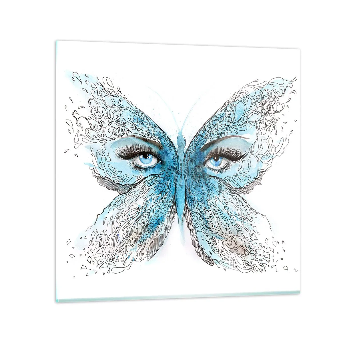 Impression sur verre - Image sur verre - Mésange bleue Eros - 40x40 cm