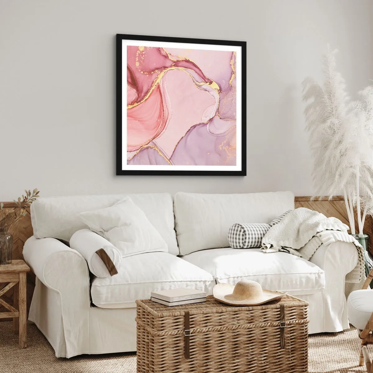 Affiche dans un cadre noir - Poster - Caresse de couleurs - 50x50 cm