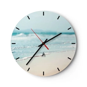 Horloge murale - Pendule murale - Plage et vagues le matin - 30x30cm - Chaleur et bruissement - Décoration murale moderne pour le salon, la cuisine et la chambre ARTTOR