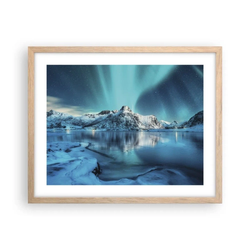 Affiche dans un chêne clair - Poster - Nuit de lumières - 50x40 cm