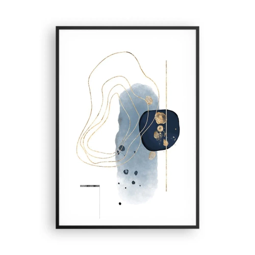 Affiche dans un cadre noir - Poster - Fantaisie bleu et or - 70x100 cm