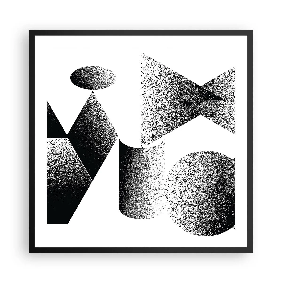 Affiche dans un cadre noir - Poster - Angles et ovales - 60x60 cm