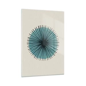 Impression sur verre - Image sur verre - Motif géométrique dans les tons turquoise et noir - 50x70cm - Rayonnant dans l'azur - Décoration murale moderne pour le salon et la chambre ARTTOR