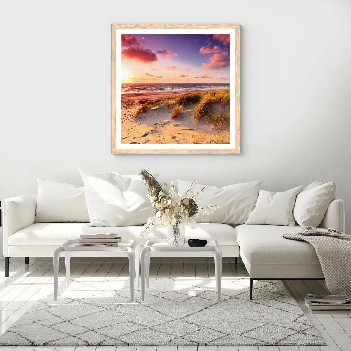 Affiche dans un chêne clair - Poster - L'air sent déjà l'été - 60x60 cm