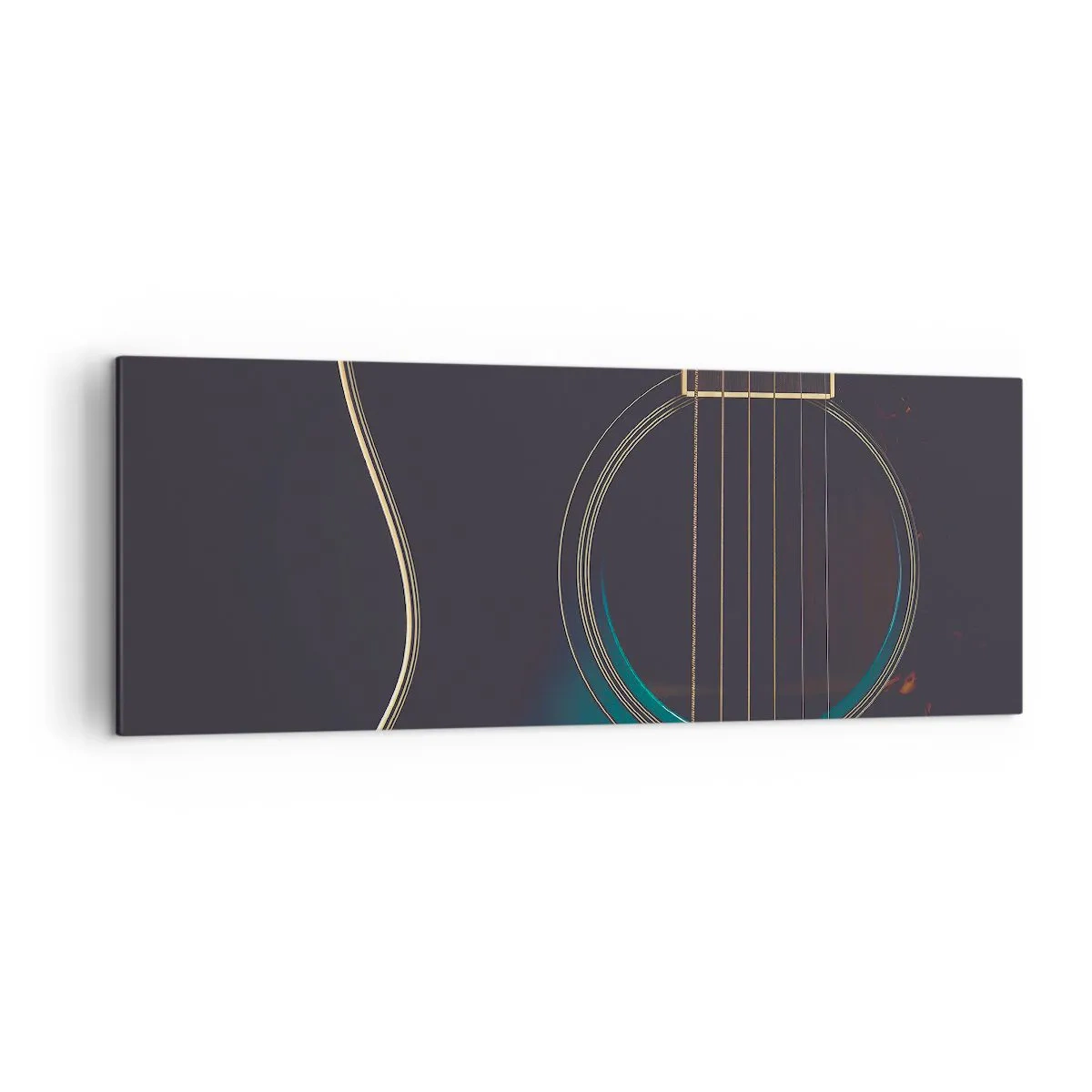 Impression sur toile - Image sur toile - Guitare acoustique dans une lumière sombre et élégante - 140x50cm - Le calme avant la tempête - Décoration murale moderne pour le salon et la chambre ARTTOR