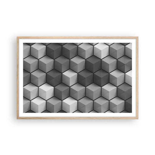 Affiche dans un chêne clair - Poster - Puzzle cubiste - 91x61 cm