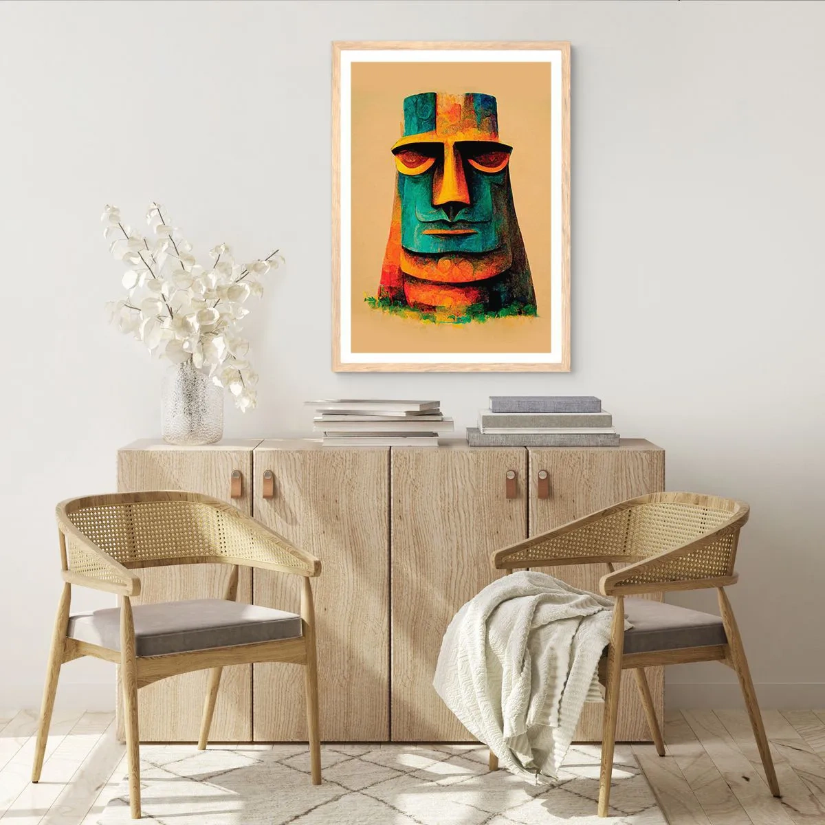 Affiche dans un chêne clair - Poster - Statuesque et sympathique - 70x100 cm