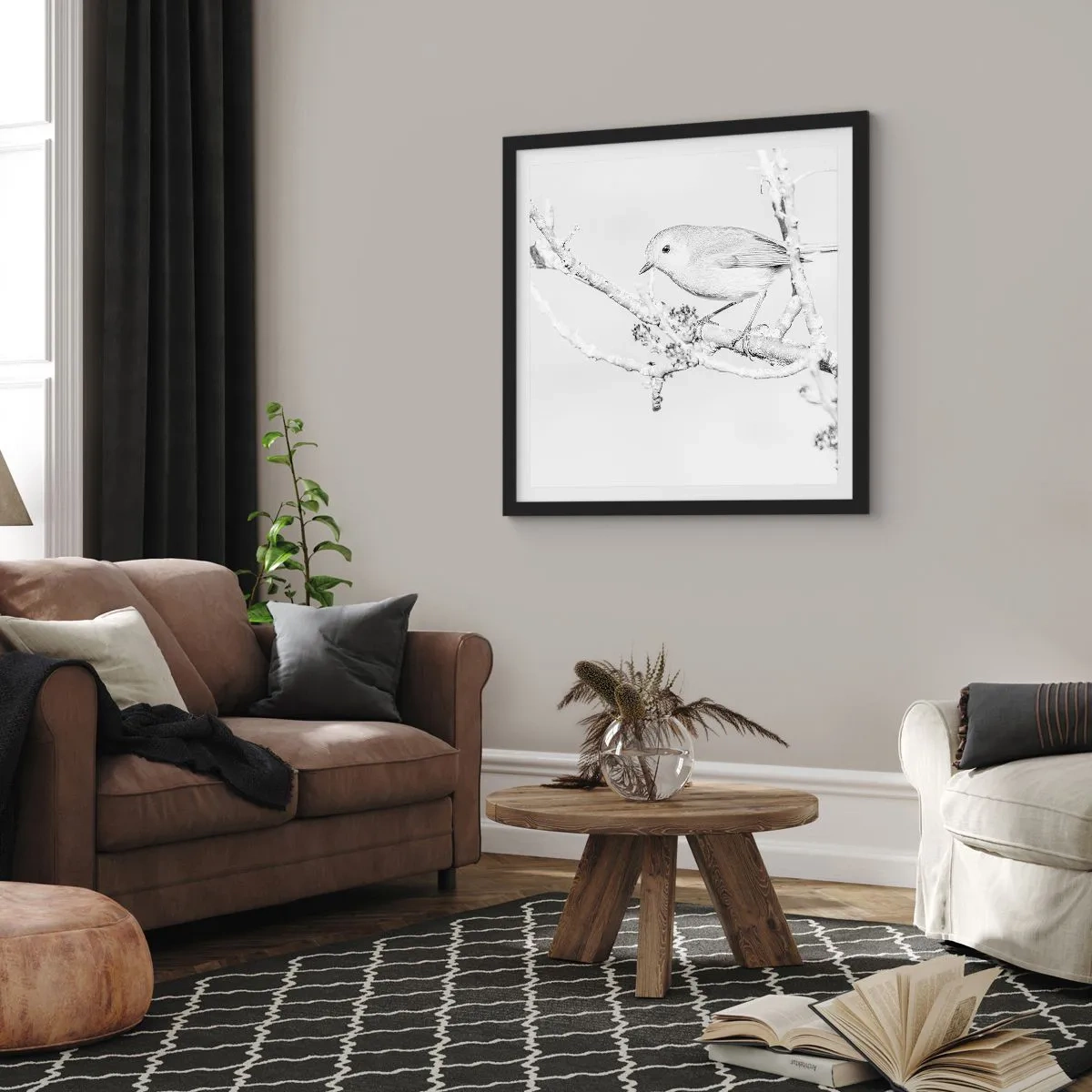 Affiche dans un cadre noir - Poster - Matin d'hiver - 30x30 cm