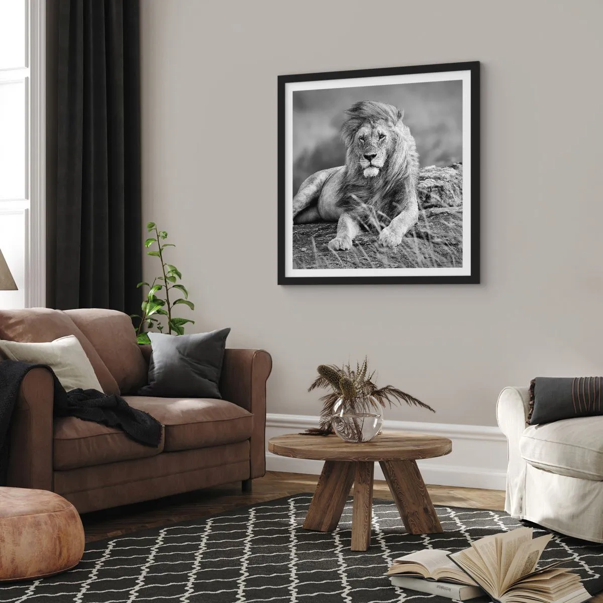 Affiche dans un cadre noir - Poster - Sieste royale - 60x60 cm