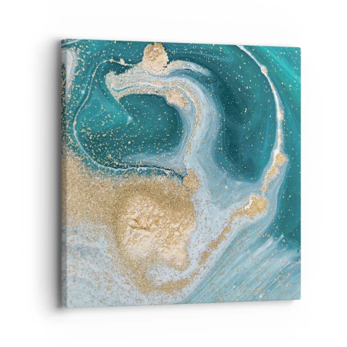 Impression sur toile - Image sur toile - Tourbillon d'or et de turquoise - 30x30 cm